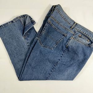 Faded Glory Riveted Pocket Hemline Slits Stretch Cotton Denim Capri Women's 16